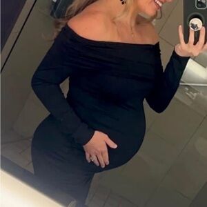 Elegant Black Off-Shoulder Maternity Dress
